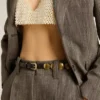 Black Trinidad belt in washed leather with gold studs