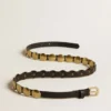 Black Trinidad belt in washed leather with gold studs