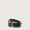 Black Trinidad belt in washed leather with studs