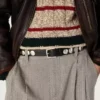 Black Trinidad belt in washed leather with studs