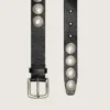 Black Trinidad belt in washed leather with studs