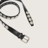 Black Trinidad belt in washed leather with studs