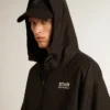 Black windbreaker with hood