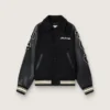 Black wool bomber jacket with patch