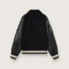 Black wool bomber jacket with patch