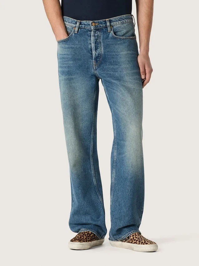 Blue medium wash loose jeans