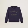 Blue-violet sweatshirt with Golden Goose lettering on the front