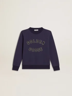 Blue-violet sweatshirt with Golden Goose lettering on the front