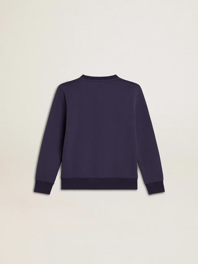 Blue-violet sweatshirt with Golden Goose lettering on the front