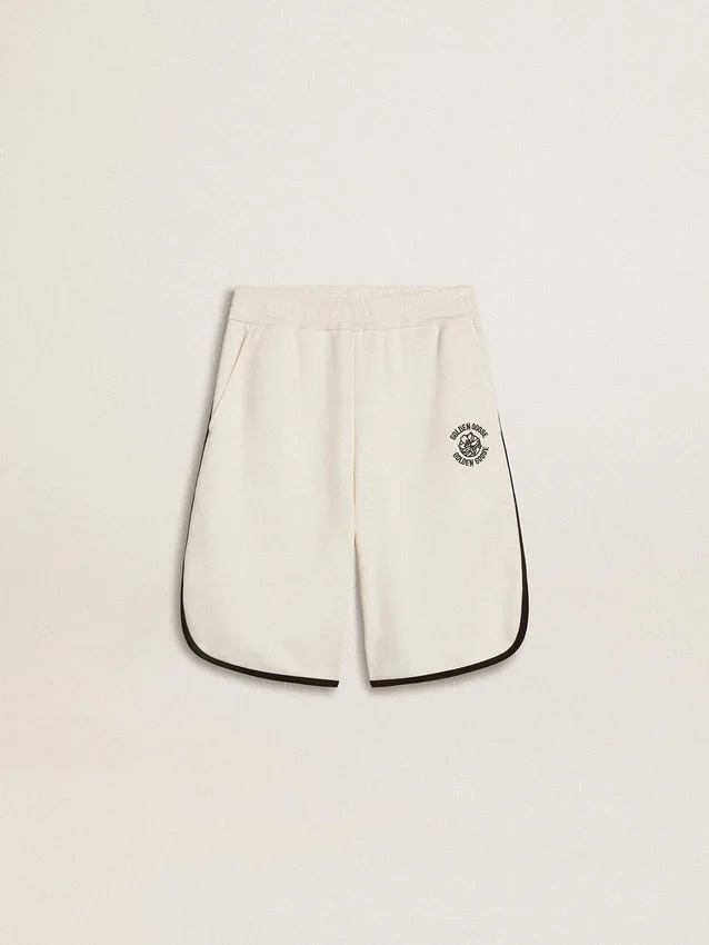 Boy's white shorts with embroidered logo