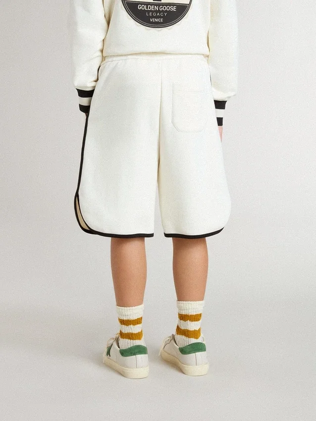 Boy's white shorts with embroidered logo