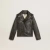 Boys’ biker jacket in distressed leather