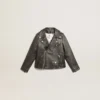 Boys’ biker jacket in distressed leather
