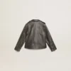 Boys’ biker jacket in distressed leather