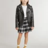 Boys’ biker jacket in distressed leather