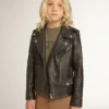 Boys’ biker jacket in distressed leather