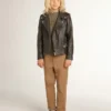 Boys’ biker jacket in distressed leather