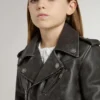 Boys’ biker jacket in distressed leather