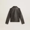 Boys’ biker jacket in distressed leather