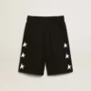 Boys’ black Bermuda shorts with white stars