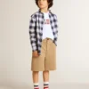 Boys' blue and white checked shirt with print on the back