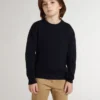 Boys’ blue crew-neck sweater with 'Golden' lettering on the back