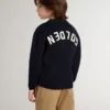 Boys’ blue crew-neck sweater with 'Golden' lettering on the back