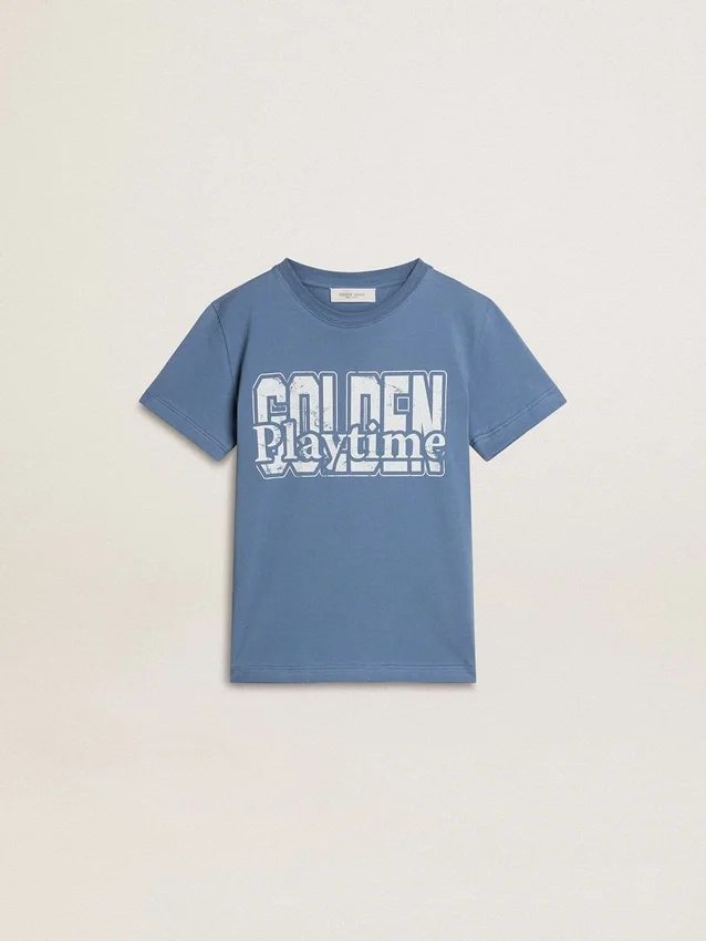 Boys' blue T-shirt with white print
