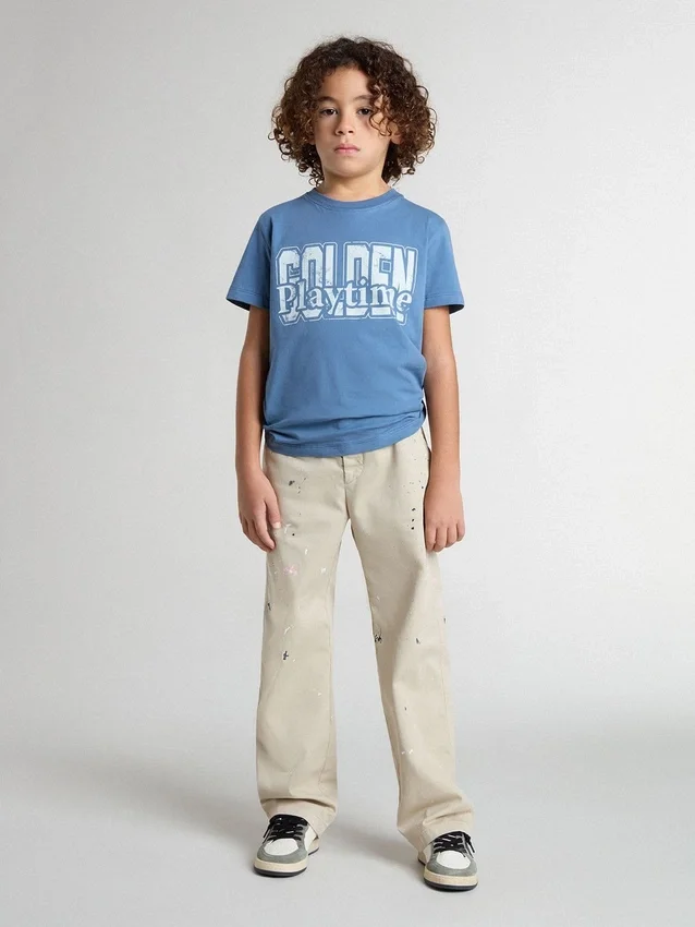 Boys' blue T-shirt with white print