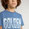 Boys' blue T-shirt with white print