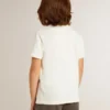 Boys' cream-colored T-shirt with raised logo