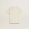 Boys' cream-colored T-shirt with raised logo