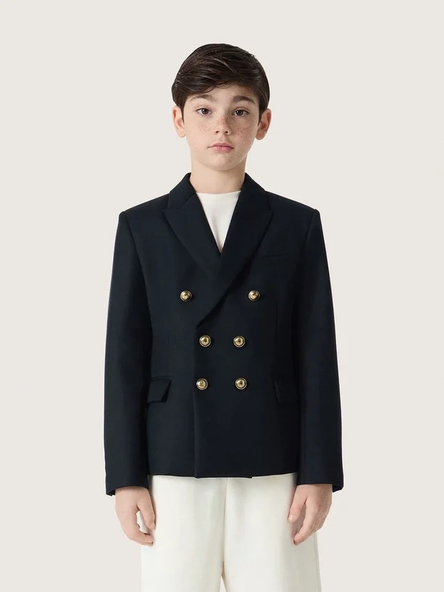 Boys' dark blue double-breasted blazer