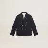 Boys’ dark blue double-breasted buttoned blazer