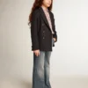Boys’ dark blue double-breasted buttoned blazer