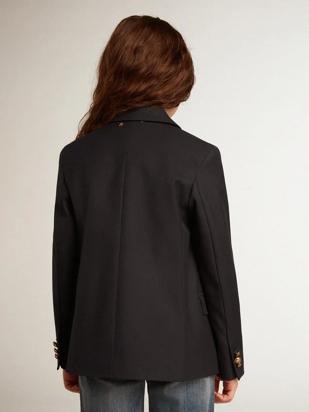 Boys’ dark blue double-breasted buttoned blazer