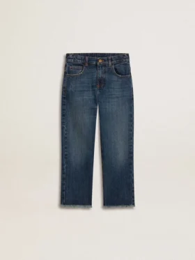 Boys' denim jeans with a raw edge and embroidery