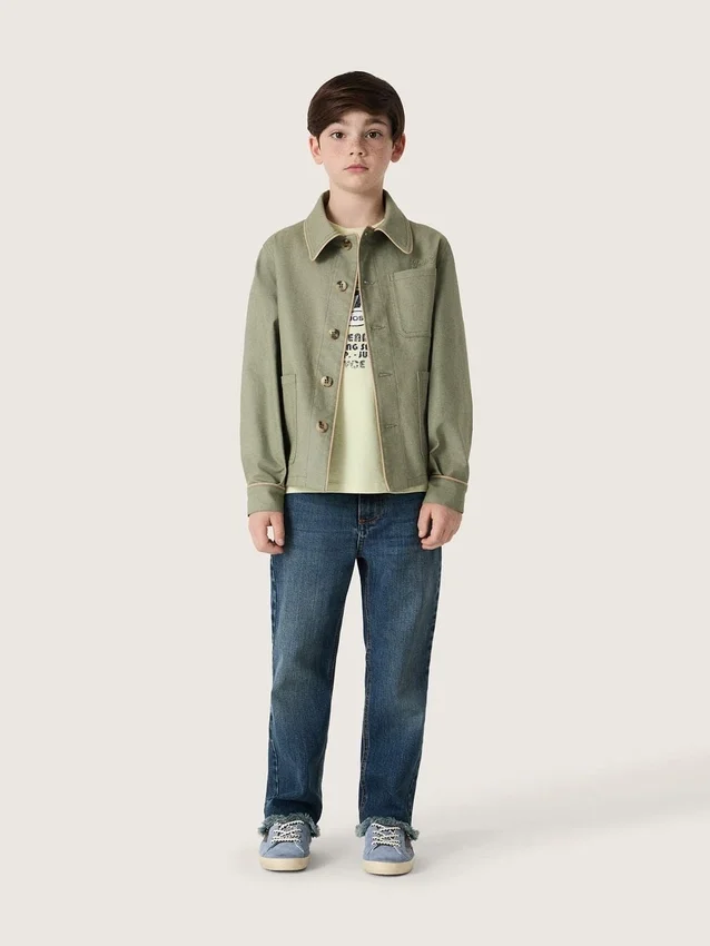 Boys' denim jeans with a raw edge and embroidery