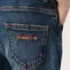 Boys' denim jeans with a raw edge and embroidery
