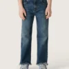 Boys' denim jeans with a raw edge and embroidery