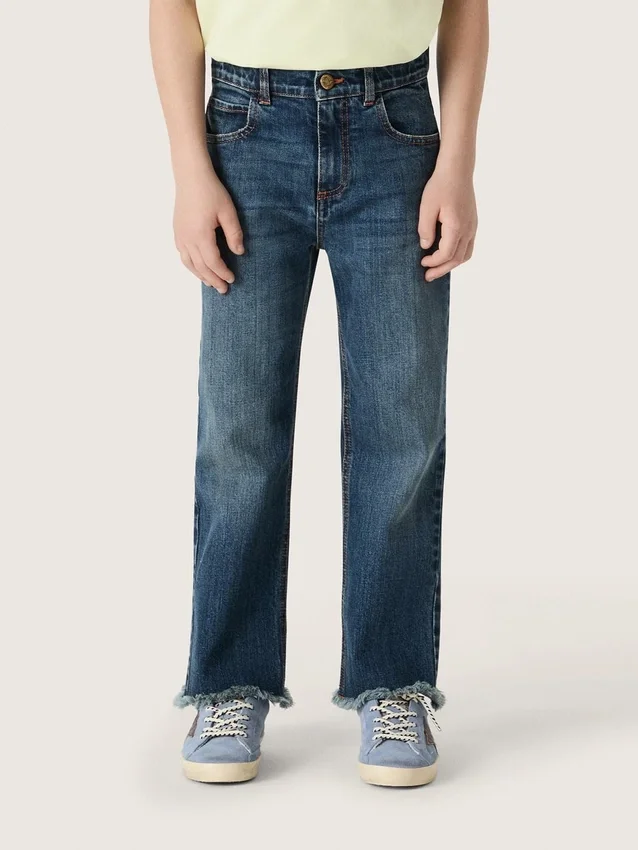 Boys' denim jeans with a raw edge and embroidery