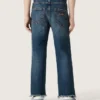 Boys' denim jeans with a raw edge and embroidery