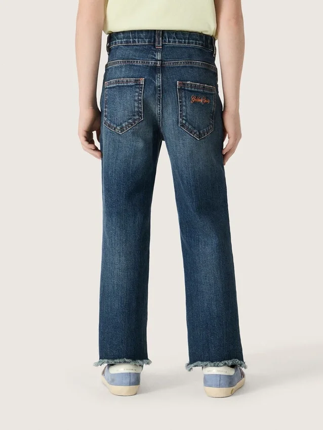 Boys' denim jeans with a raw edge and embroidery