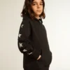 Boys’ hooded sweatshirt in black with contrasting silver stars