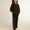 Boys’ hooded sweatshirt in black with contrasting silver stars