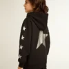 Boys’ hooded sweatshirt in black with contrasting silver stars