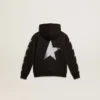 Boys’ hooded sweatshirt in black with contrasting silver stars