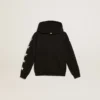 Boys’ hooded sweatshirt in black with contrasting white stars