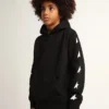 Boys’ hooded sweatshirt in black with contrasting white stars