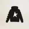 Boys’ hooded sweatshirt in black with contrasting white stars